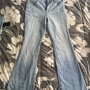 American Eagle Flare Wide Leg Blue Jeans with Soft Worn-In Look